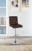 Adjustable Bar stool Gas lift Chair Espresso Faux Leather Tufted Chrome Base Modern Set of 2 Chairs Dining Kitchen