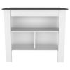 Cala Kitchen Island; Four Legs; Three Shelves -White / Onyx